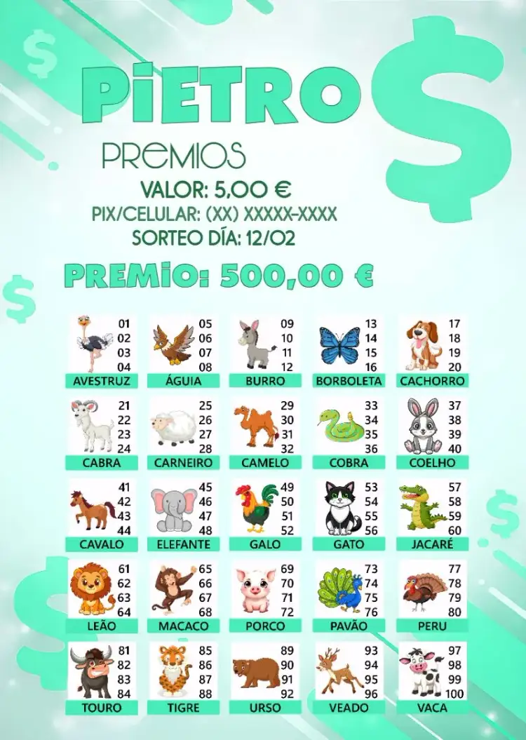 Invitación Rifa De Bicho Premiações Bixo – tema Cartones colorido, divertido, temática de animales, moderno, juegos, interactivo