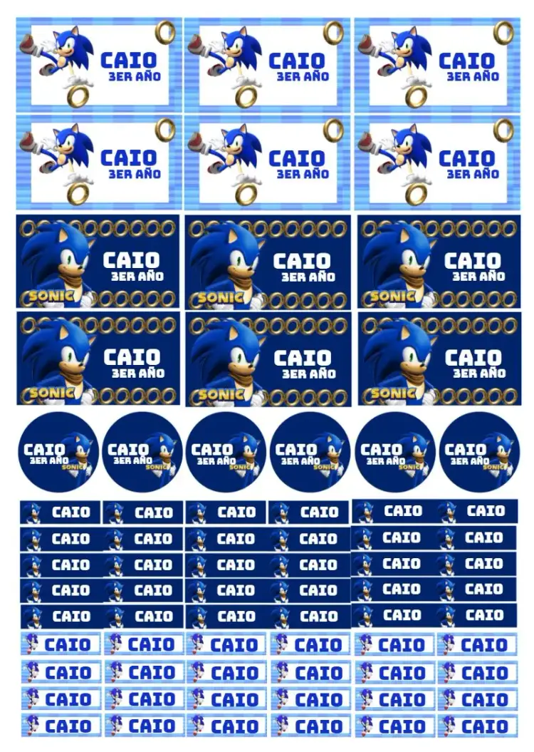 Invitación Etiqueta Escolar Sonic Azul