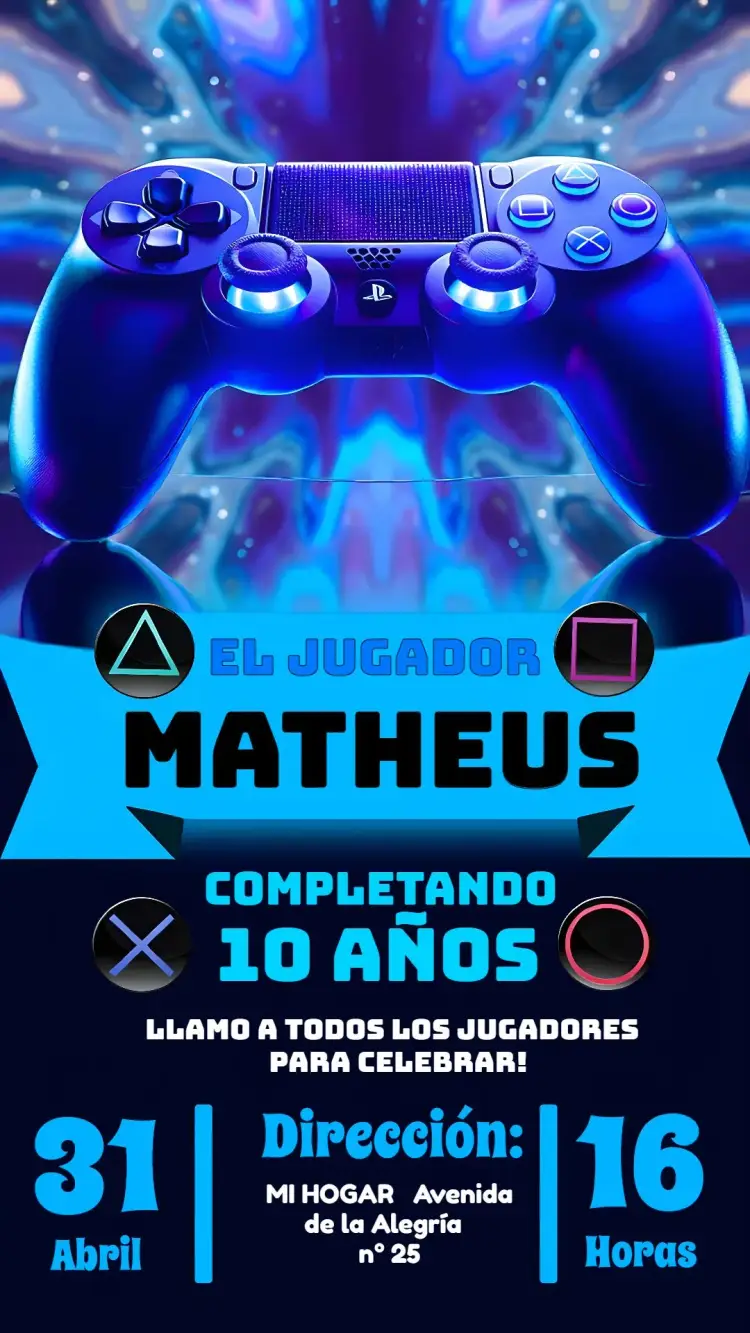 Invitación Playstation Niño