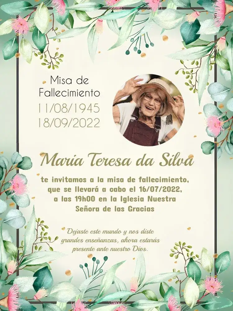 Misa De Fallecimiento Con Foto Rosa