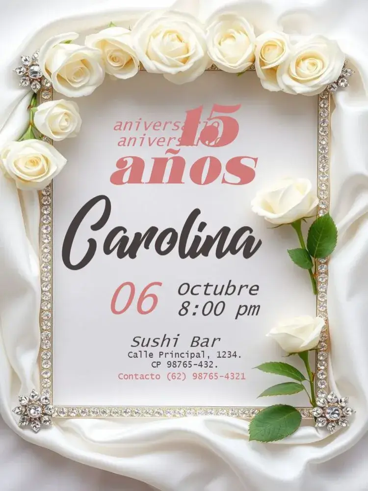 Invitación Quinceañera Rosas Para Editar