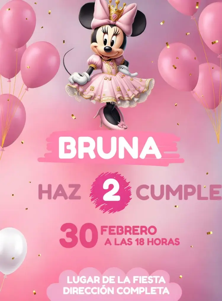 Invitación Minnie Mouse Realeza Disney