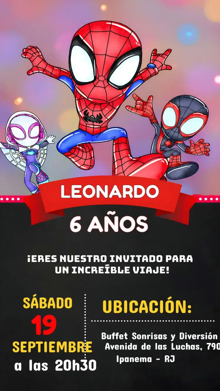 Invitación Spidey Y Sus Amigos Espectaculares – tema Más buscados colorido, divertido, moderno, temático, infantil