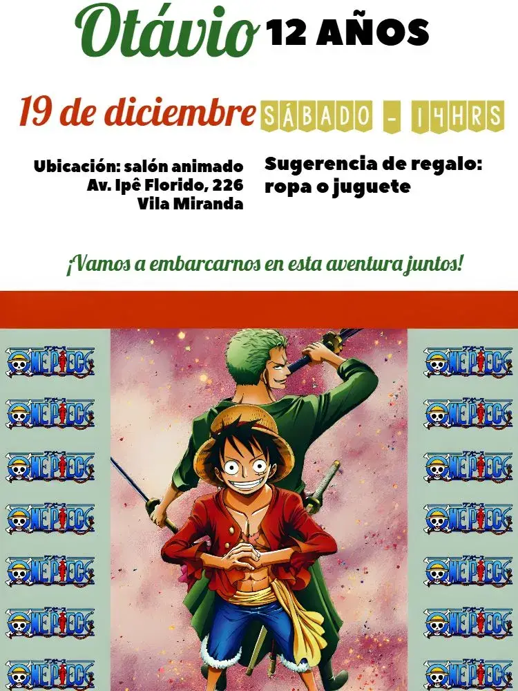 Invitación Una Pieza Usopp