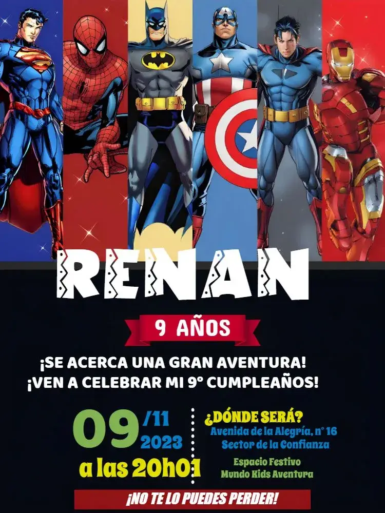 Invitación Los Vengadores Ciudad
