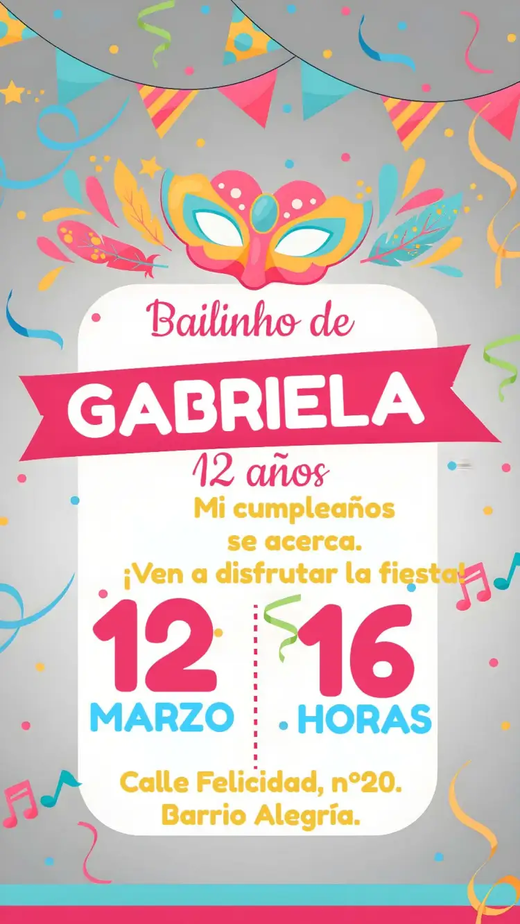 Invitación Baile De Carnaval Amarillo – tema Fechas Conmemorativas colorido, festivo, vibrante, carnaval, divertido