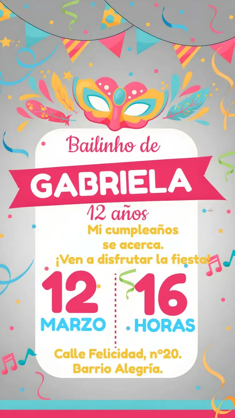Invitación Baile De Carnaval Amarillo