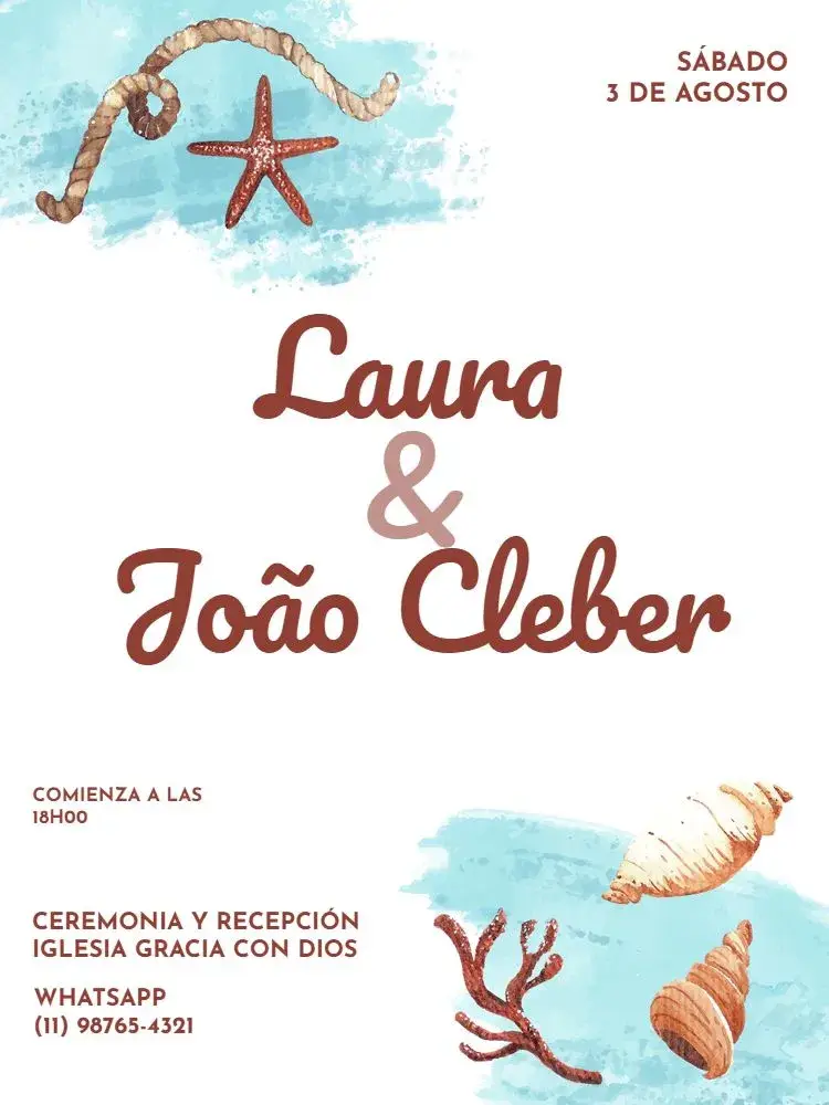 Invitación Boda Sencilla en la Playa