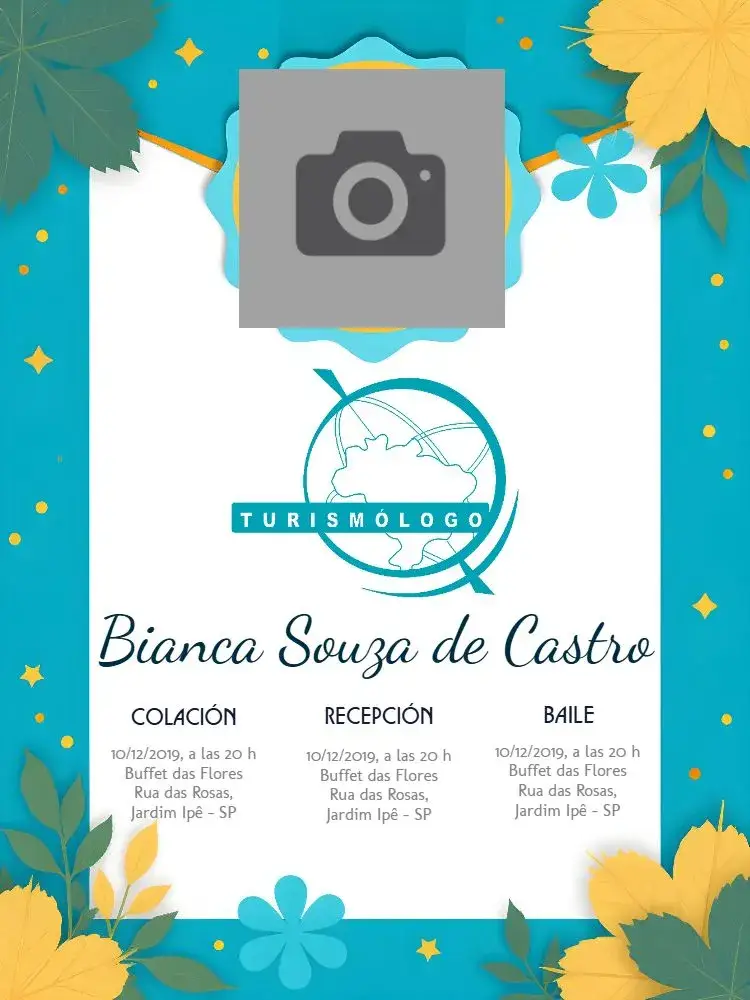 Invitación Graduación Turismo Con Foto Azul editable y personalizable