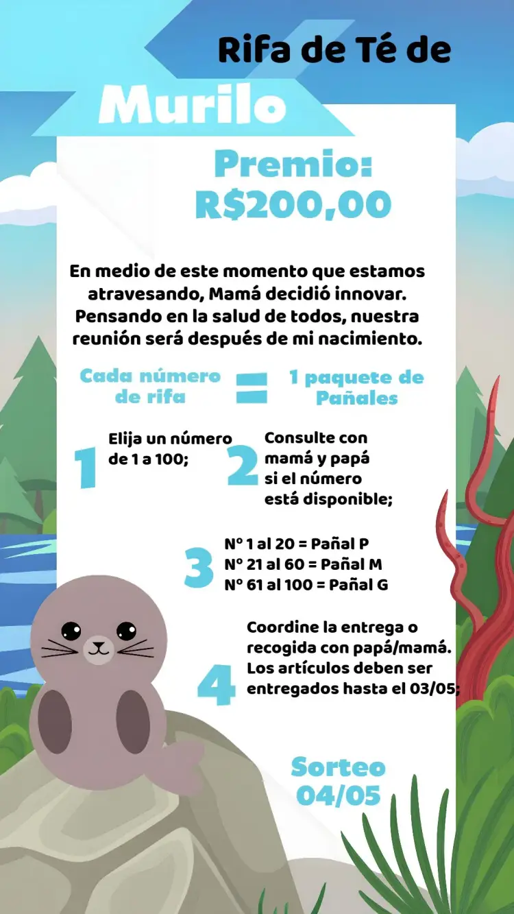 Invitación Té Rifa Foca Premio