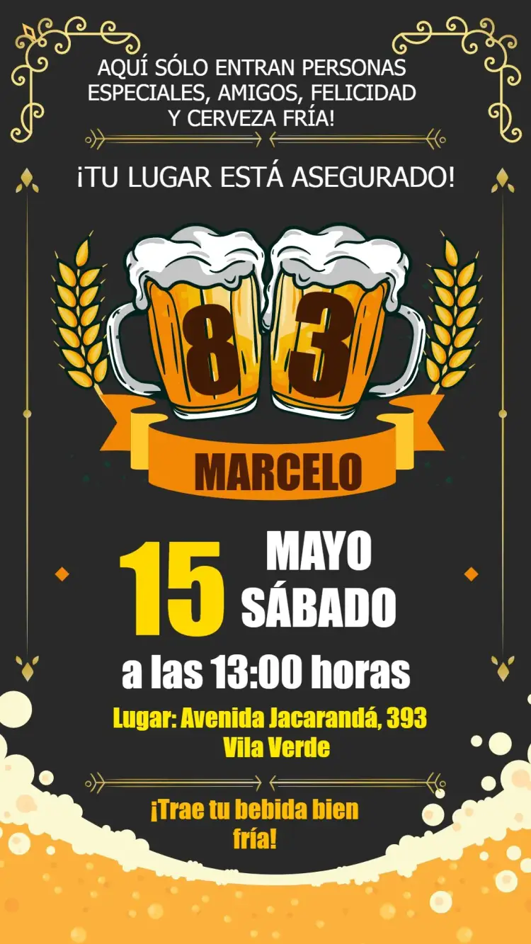 Invitación Boteco Adulto editable y personalizable