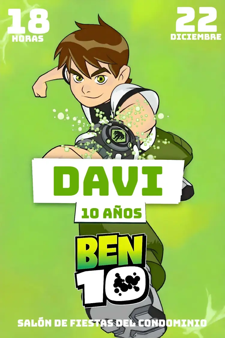 Invitación Ben 10 Verde