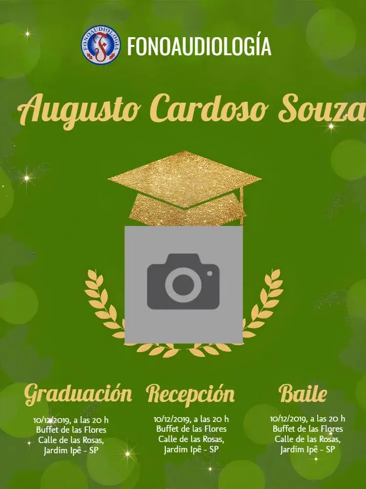 Invitación Graduación de Fonoaudiología con Foto Dorada
