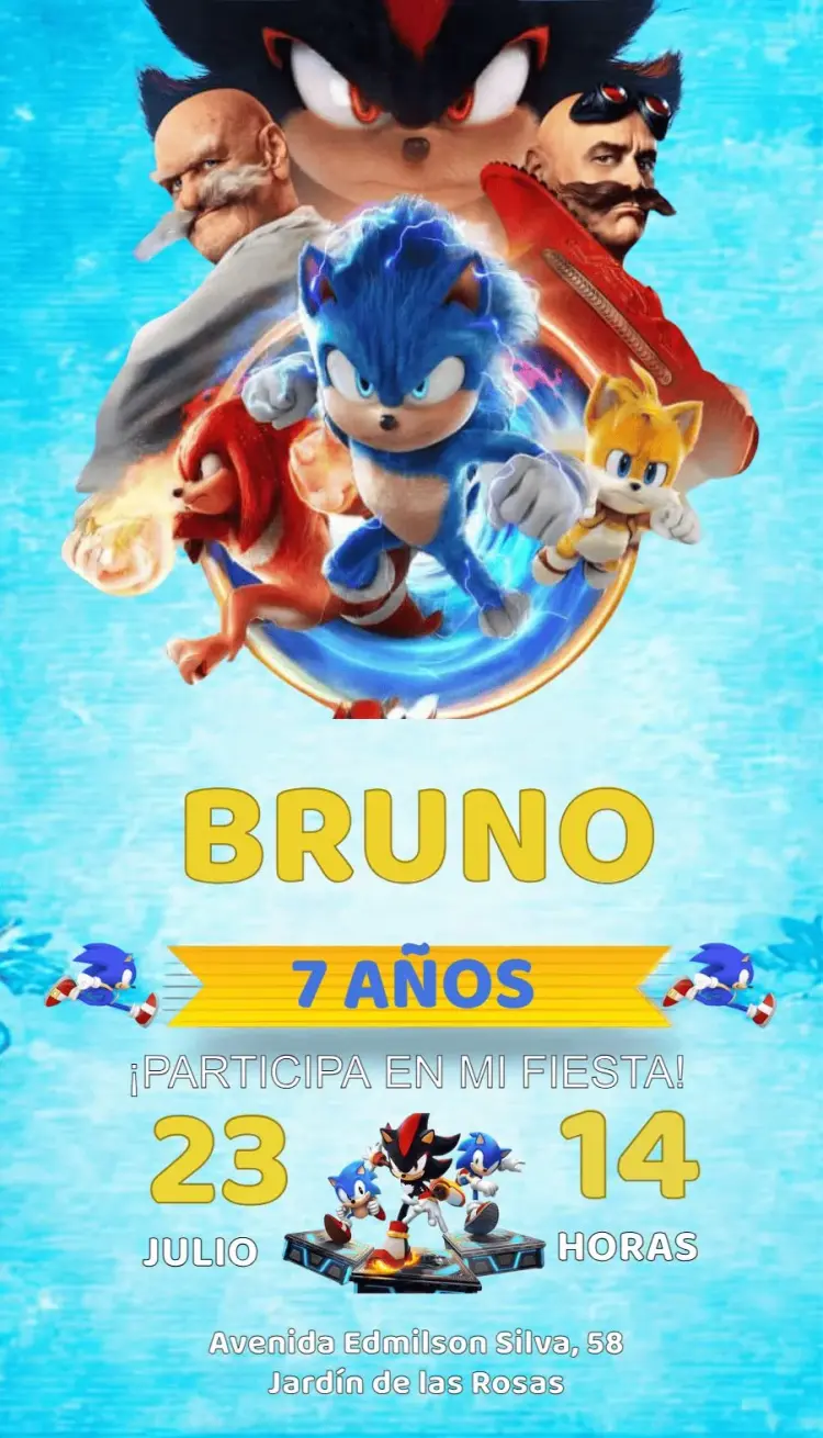 Invitaciones de Sonic para editar online