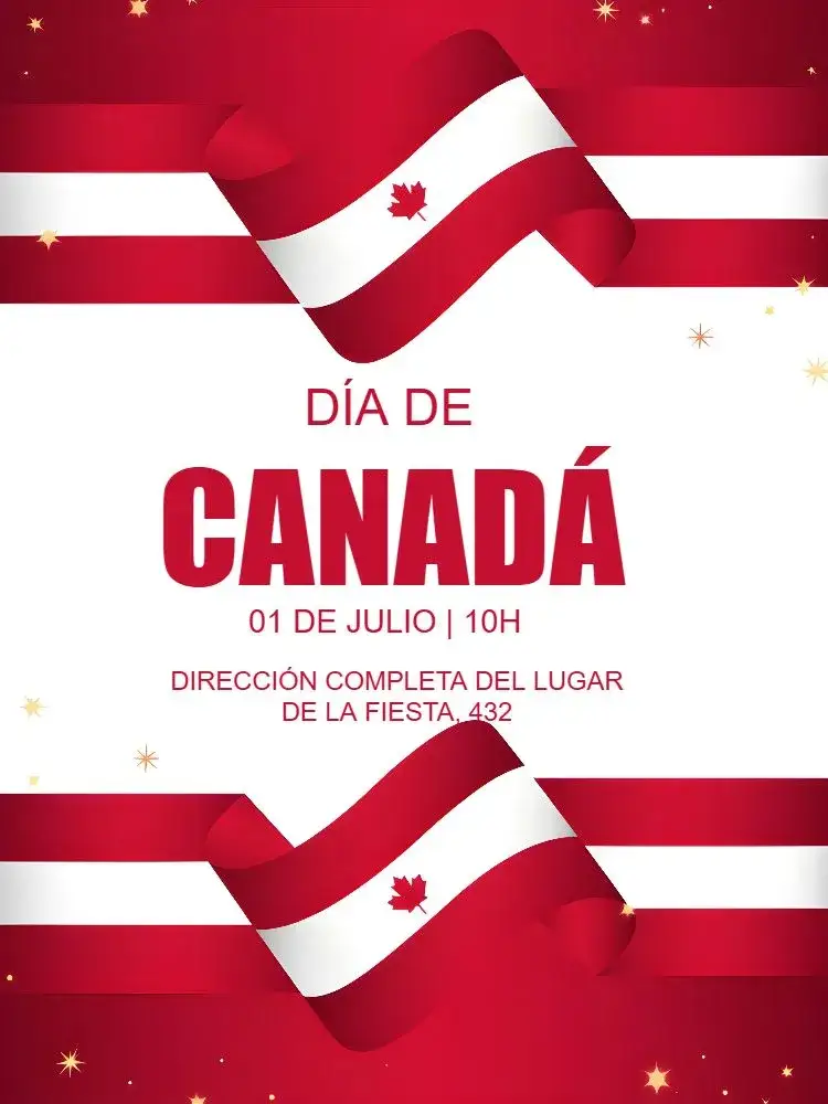 Invitación Día De Canadá Fiesta – tema Fechas Conmemorativas rojo y blanco, minimalista, moderno, temático, gráfico, vibrante
