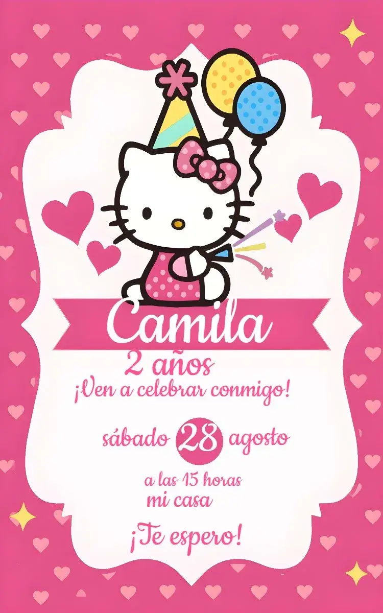 Invitación Hello Kitty Rosa
