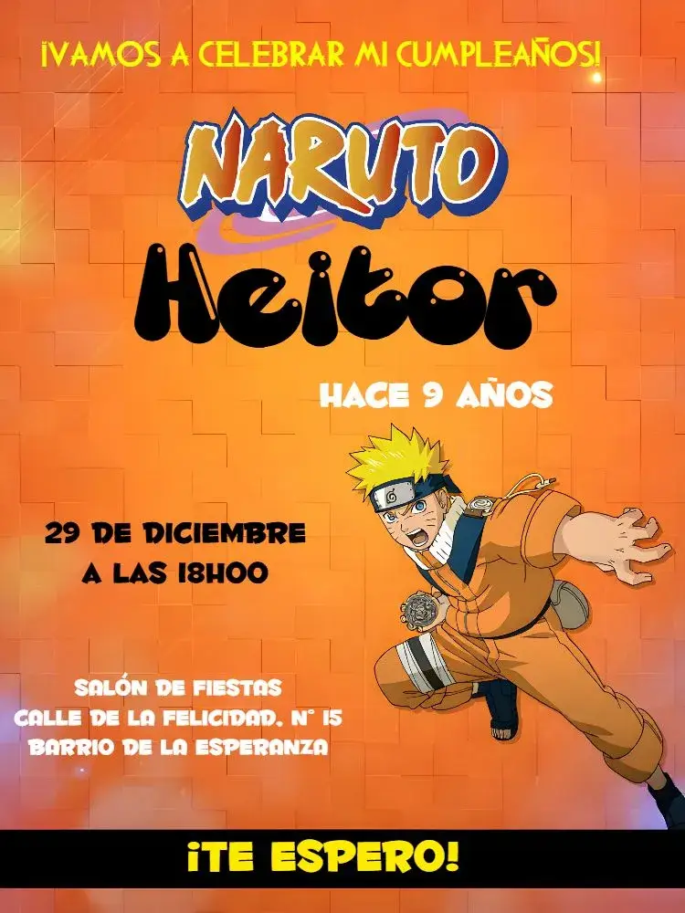 Invitación Logo de Naruto