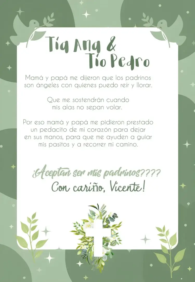 Invitación Padrinos De Bautizo Bautismo