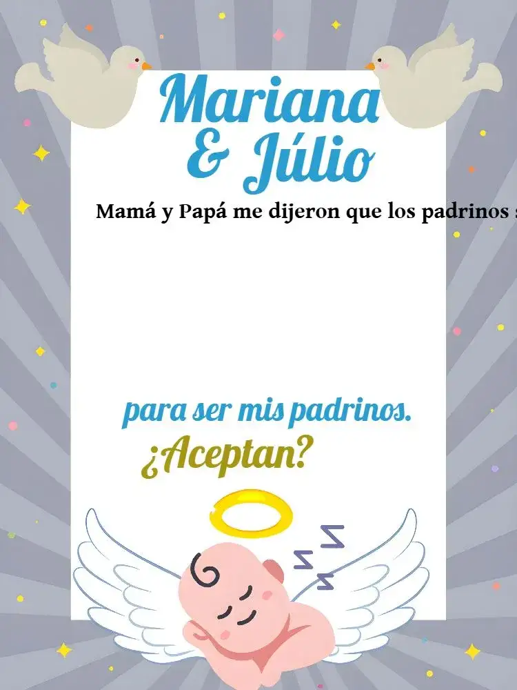 Invitación Padrinos De Bautismo Blanco – tema Bautismo blanco, dorado, religioso, ángeles, minimalista, elegante
