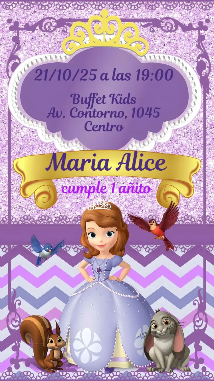 Invitación Princesita Sofía