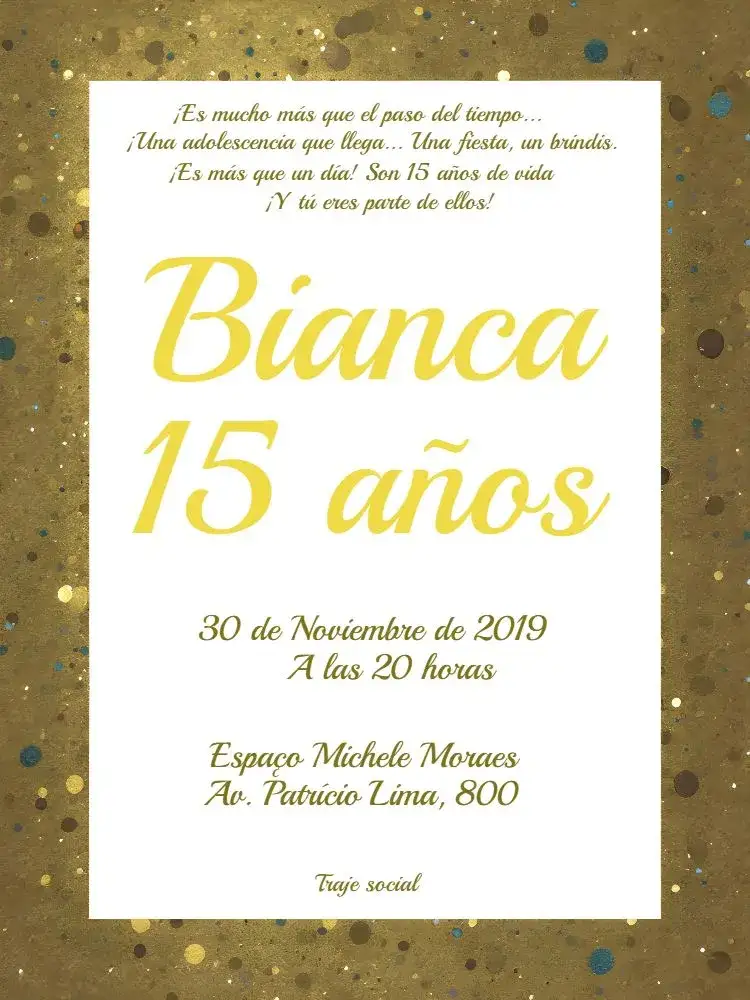Invitación De 15 Años de Lujo Dorado Cool – tema 15 años dorado, moderno, elegante, purpurina, delicado, cool