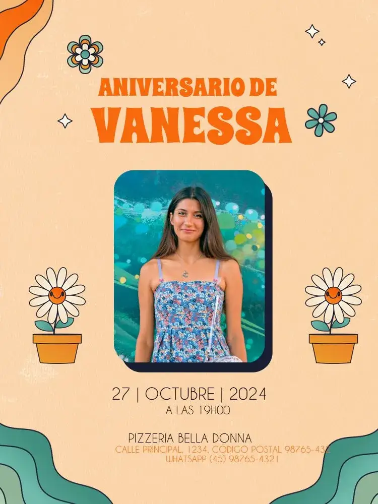 Invitación Adulto Femenino Naranja Con Foto Fiesta