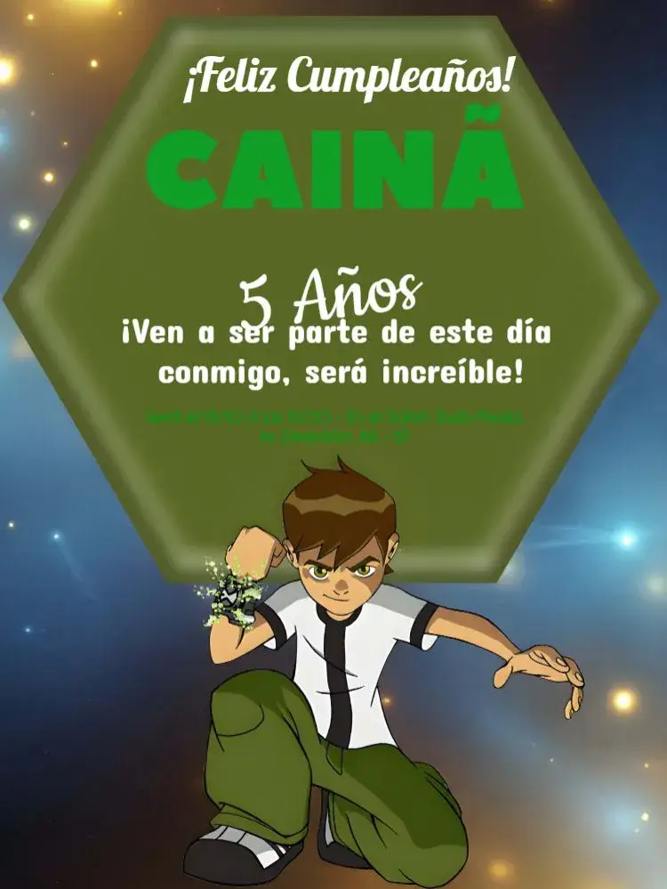 Invitación Ben 10 Niño