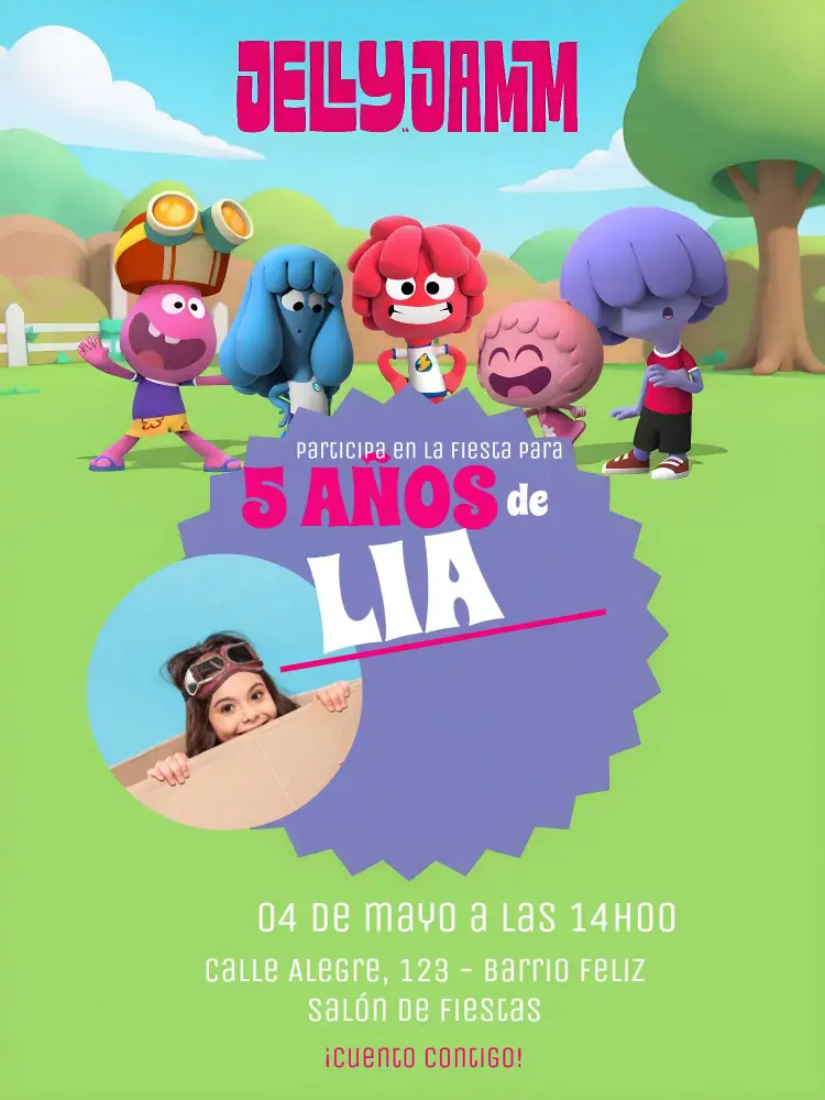Invitación Jelly Jamm Con Foto Infantil editable y personalizable