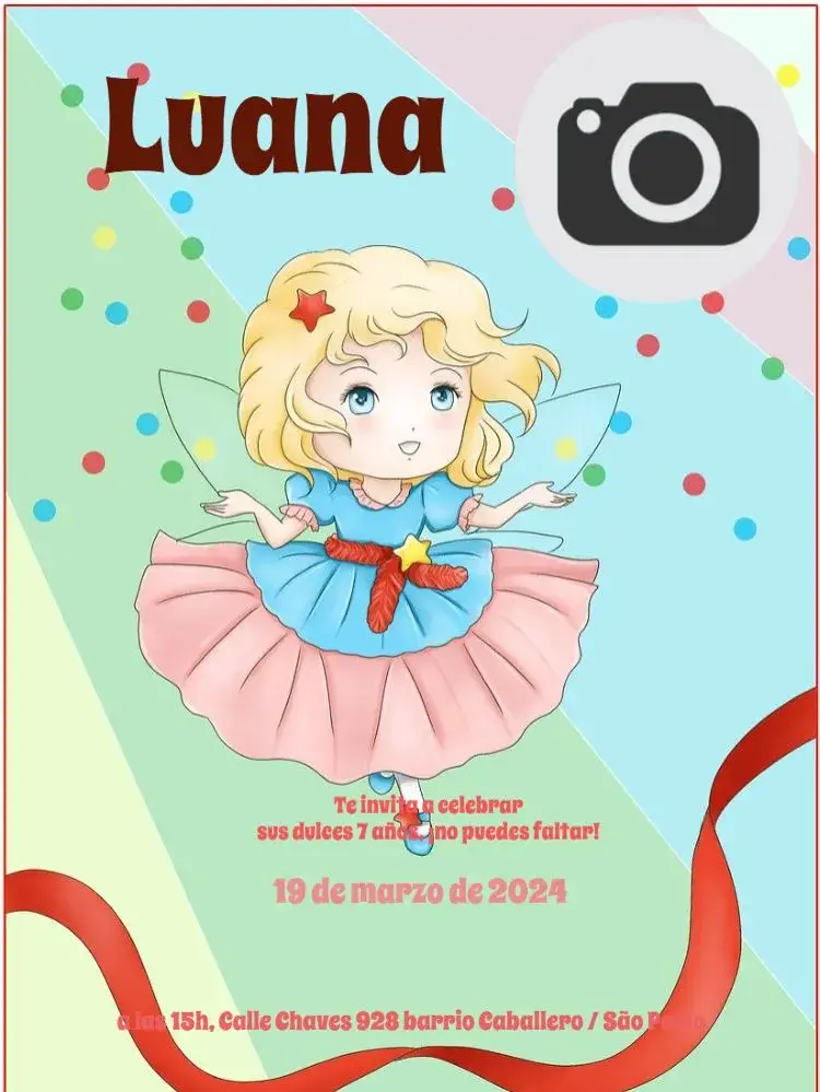 Invitación Niña Con Foto Whatsapp