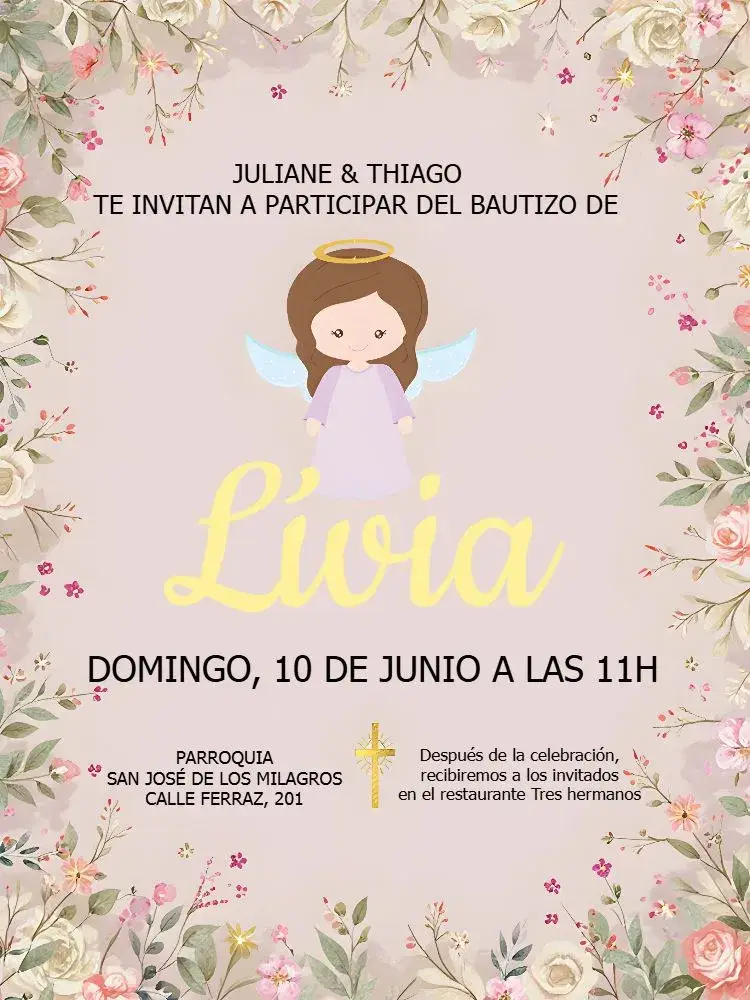 Invitación Bautizo Rosa