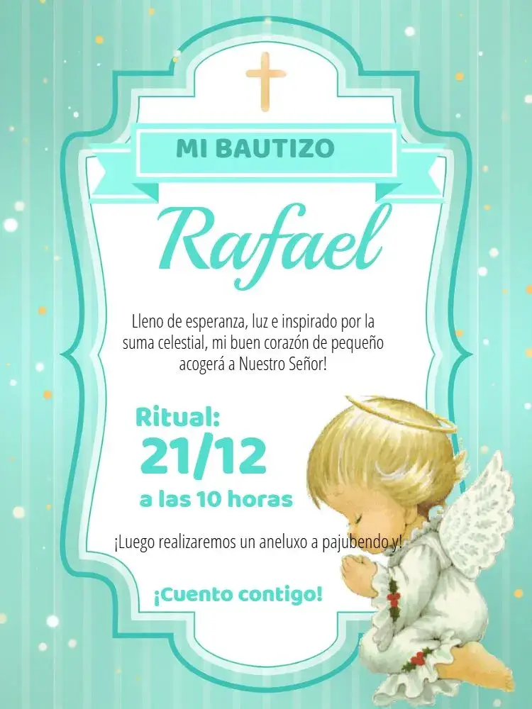 Invitación Bautizo Angelito Azul Ángel