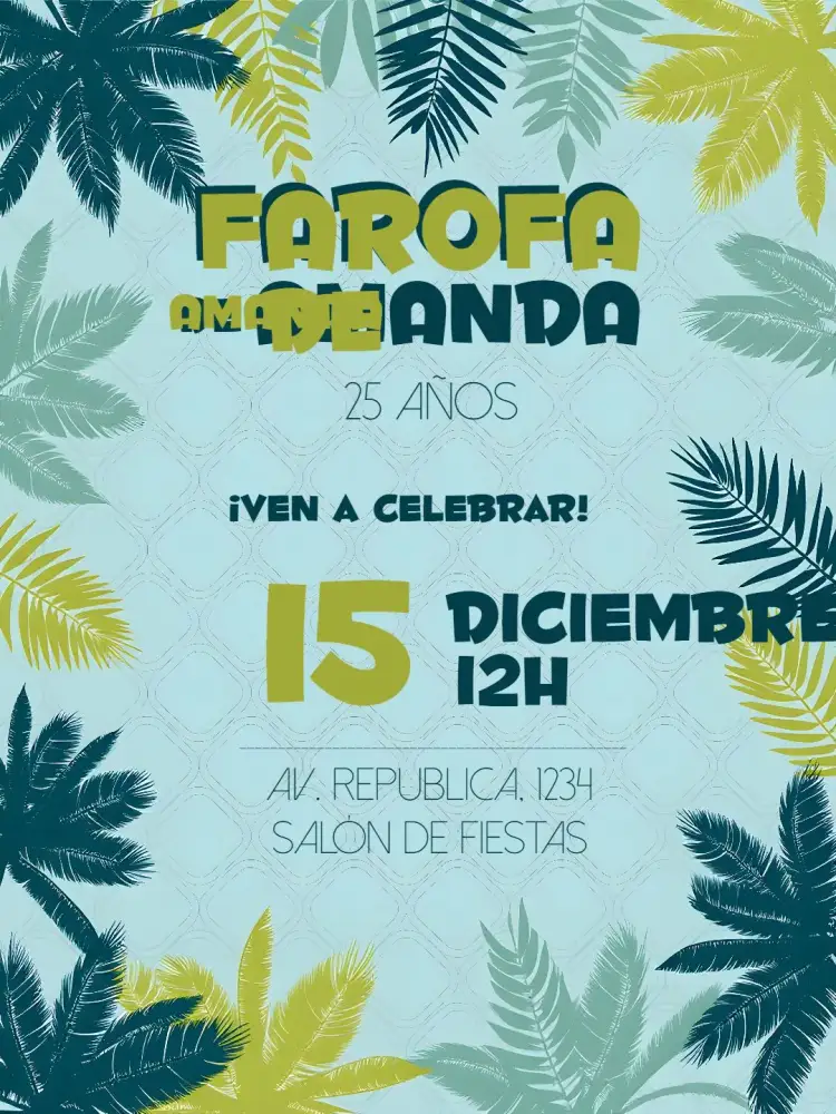 Invitación Farofa De – tema Despedida de Soltera tropical, moderno, colorido, playero, divertido