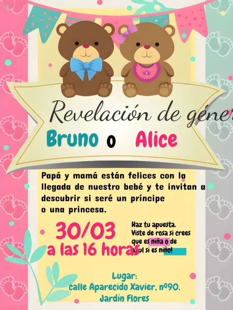 Invitación Baby Shower Ositos Rosa