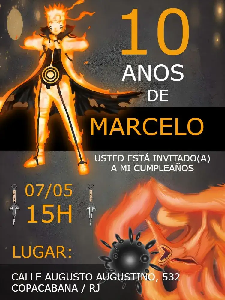 Invitación Naruto Kunai