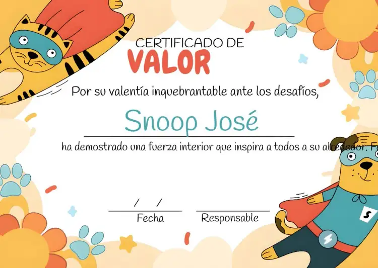 Invitación Certificado De Coraje Mascotas Perro – tema Más buscados colorido, moderno, divertido, ilustraciones de mascotas, visual alegre, estilo contemporáneo