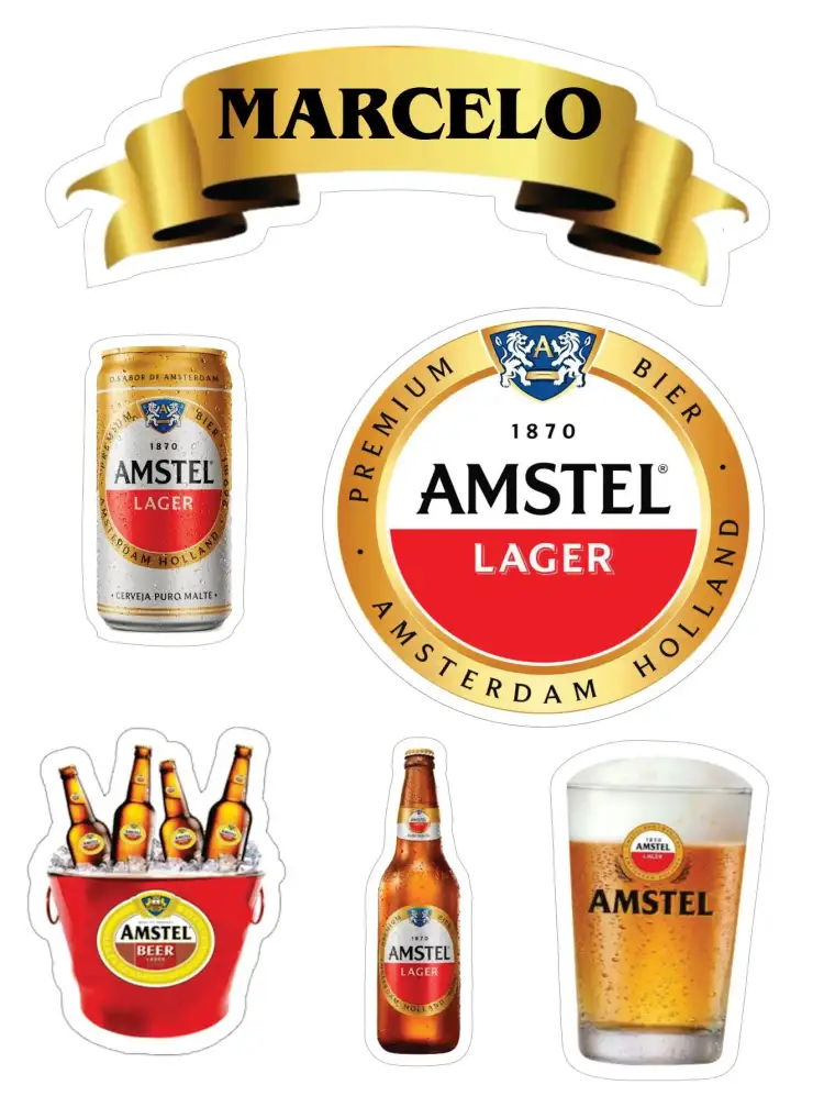 Invitación Amstel – tema Topper de torta animado, informal, festivo, colorido, moderno