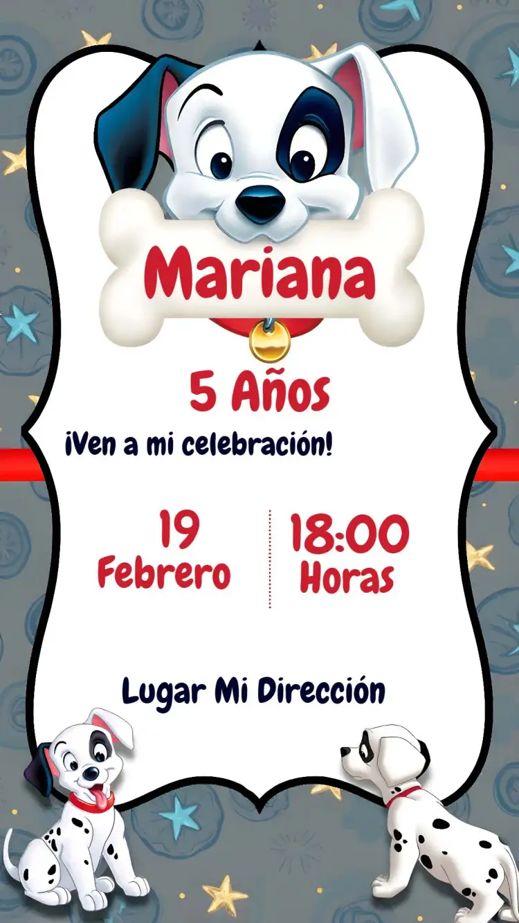 Invitación Damaltas 101 – tema Más buscados colorido, divertido, temático, animales, moderno