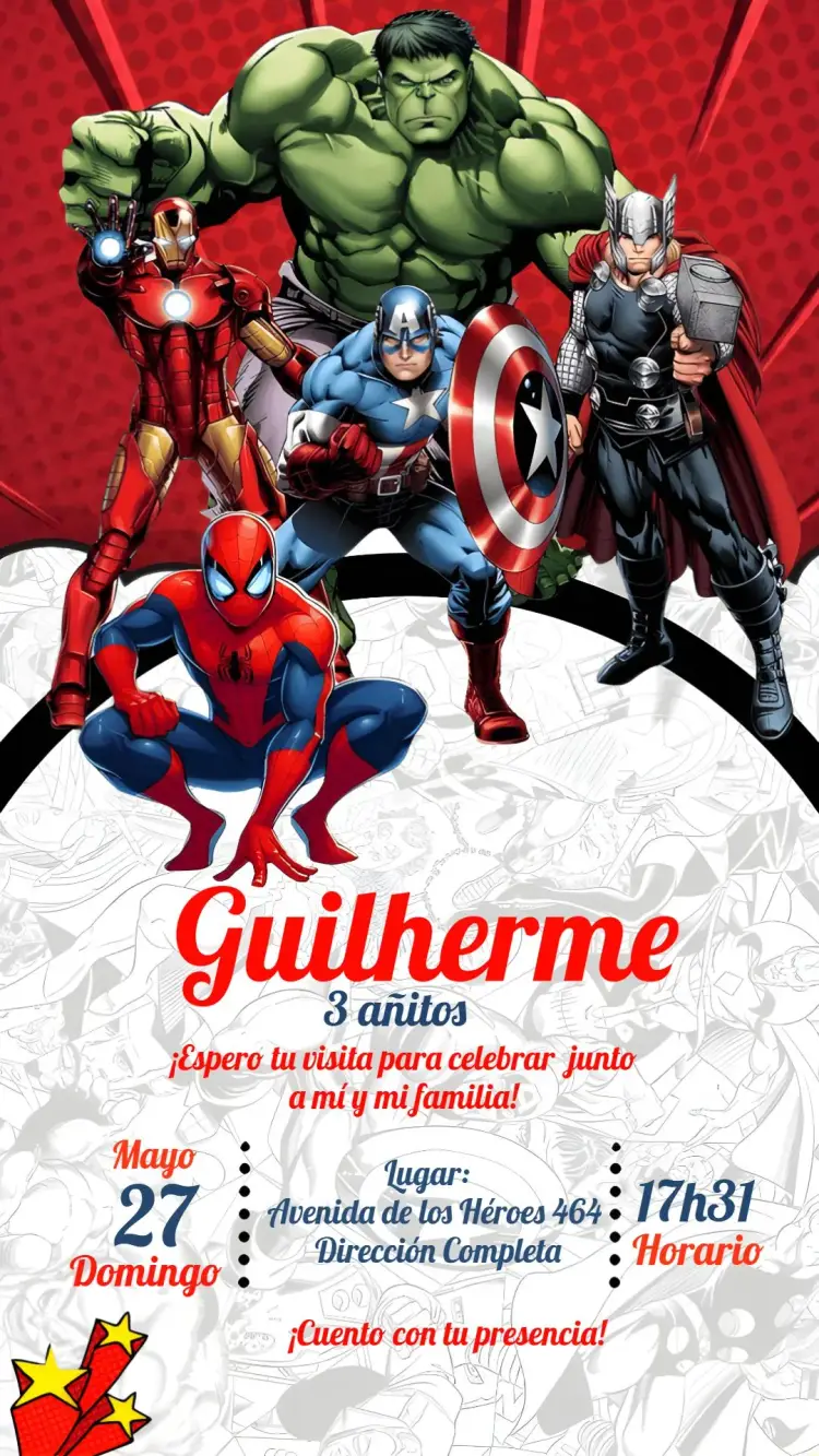 Invitación Vengadores Infantil