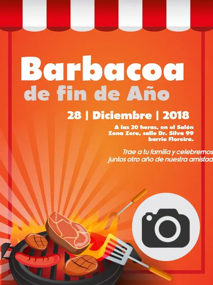 Invitación Barbacoa Carpa – tema Más buscados colorido, informal, tropical, vintage, moderno, divertido
