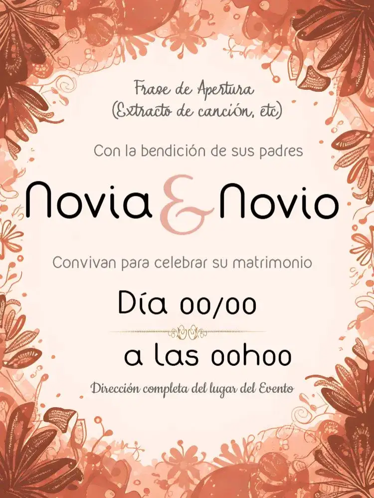 Invitación Boda Arabescos Sencillos – tema Boda floral, sencillo, elegante, romántico, minimalista, clásico