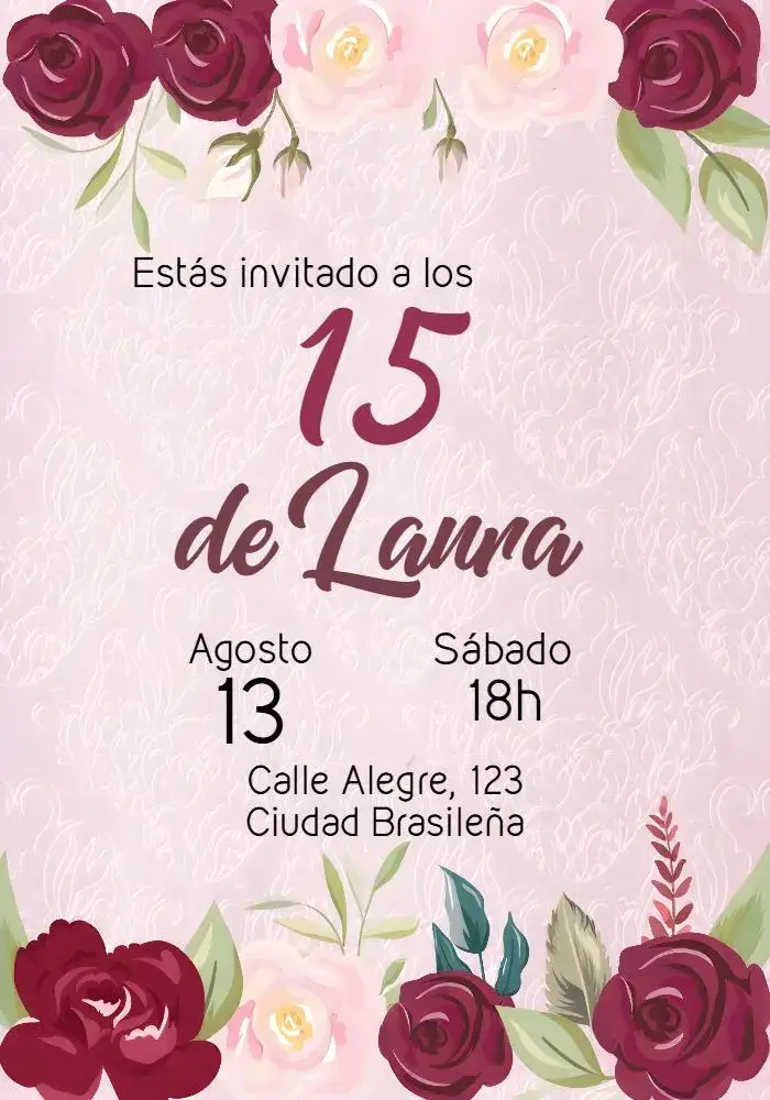 Invitación Floral 15 Años Quince – tema 15 años floral, romántico, vibrante, elegante, moderno, colorido
