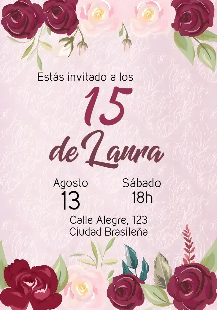 Invitación Floral 15 Años Quince