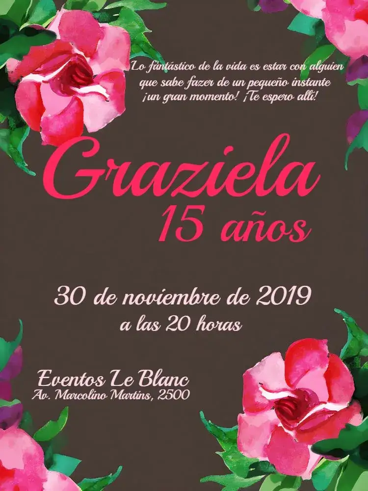 Invitación De 15 Años Floral Y Marrón – tema 15 años floral, marrón, elegante, moderno, natural, romántico