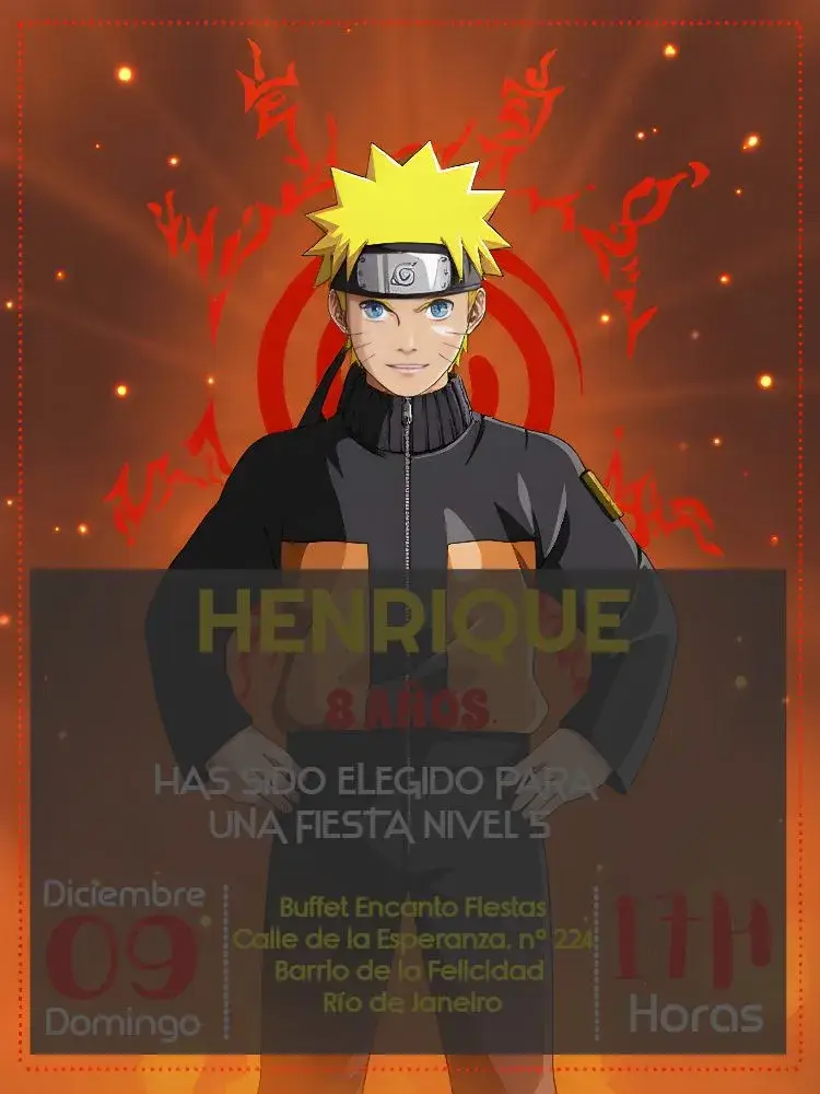 Invitación Naruto Llamas