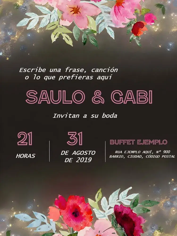 Invitación Boda Floral Flores – tema Boda floral, sencillo, romántico, elegante, moderno, azul y lila