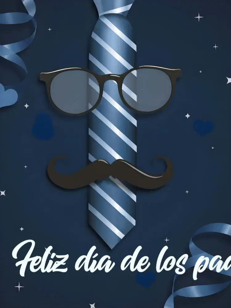 Invitación Publicación Día Del Padre Homenaje – tema Más buscados moderno, minimalista, corazón, azul y dorado, ilustraciones de padres e hijos