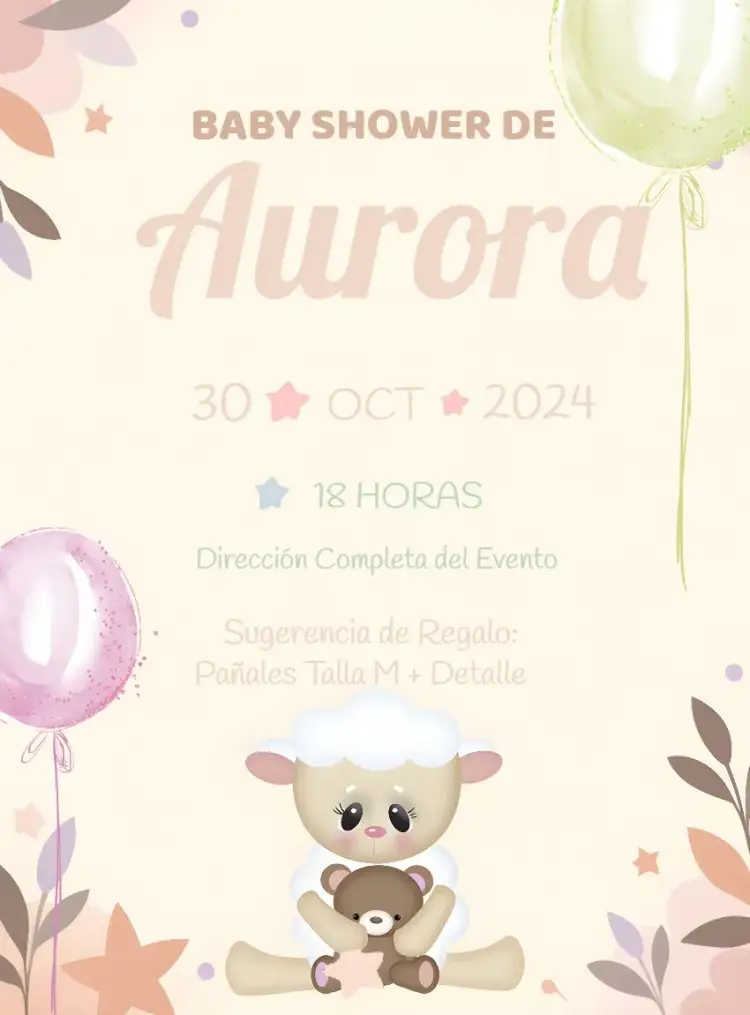 Invitación Baby Shower Tema Ovejita Bebé – tema Baby Shower delicado, rosa, infantil, tierno, animal, minimalista