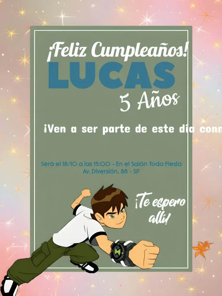 Invitación Ben 10 Infantil