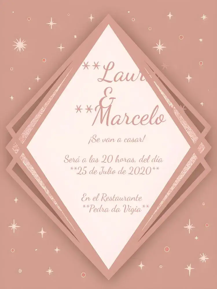 Invitación Boda Rosa Con Detalles de Purpurina Discreta – tema Boda rosa, brillantina, minimalista, elegante, romántico, moderno
