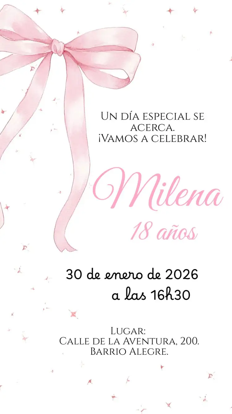 Invitación digital Lazos rosa delicados